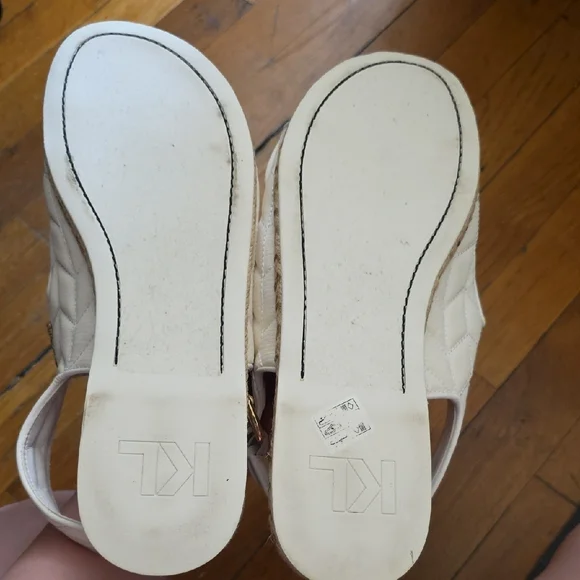 Karl Lagerfeld White Sandals with Gold Accents - Picture 10 of 11